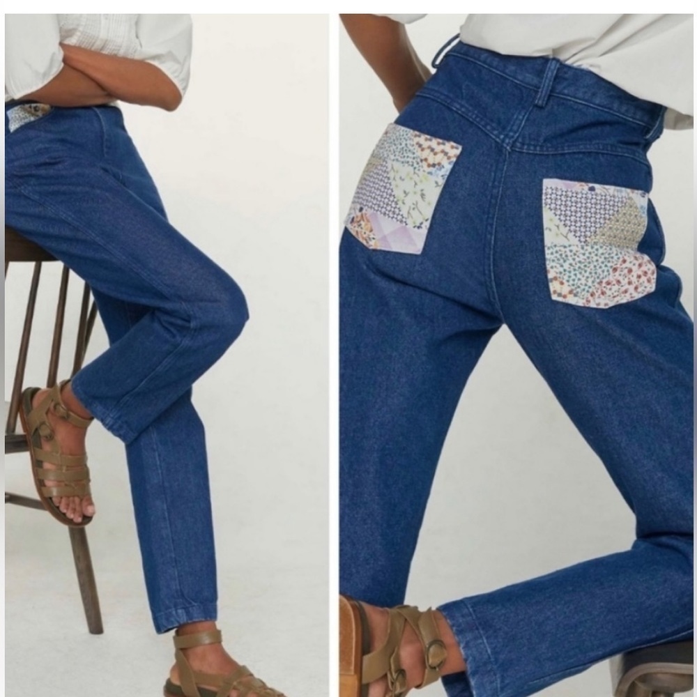 Anthropologie Carleen Floral Straight Jeans Patchwork Size 27 NEW WITH TAGS